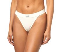 HUGO Women's Square Logo Cotton String Thong Panties, White Sesame, XS