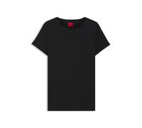 HUGO Womens The Plain Tee Cotton-Jersey T-Shirt with Reversed-Logo Print Black