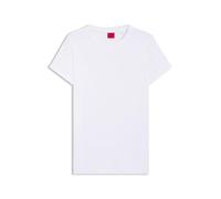 HUGO Womens The Plain Tee Crew-Neck Cotton T-Shirt with Reversed-Logo Print White