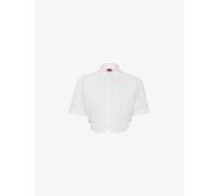 Hugo Womens White Elasticated-back Cropped Cotton Shirt 6