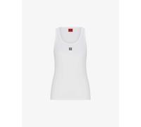 HUGO Ribbed cotton-blend tank top with embroidered logo - Style Datamia, 50514489 White L