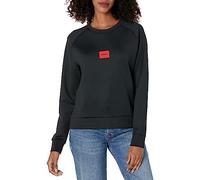 HUGO Women's Woven Logo Jersey Sweatshirt, Black Soil, Large