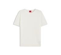 HUGO Wool-blend short-sleeved sweater with stacked-logo embroidery - Style Sessinak, 50570088 Natural M
