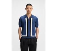 HUGO Zip-neck knit sweater with stripe details - Style Sholpone, 50544906 Blue M