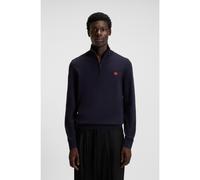 HUGO Zip-neck sweater in cotton with red logo label - Style San Quintus-C, 50474164 Dark Blue L