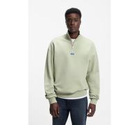 HUGO Zip-neck sweatshirt in cotton terry with logo patch - Style Neeler, 50522367 Light Green S