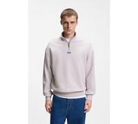 HUGO Zip-neck sweatshirt in cotton terry with logo patch - Style Neeler, 50522367 Light Purple L