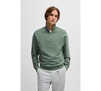 HUGO Zip-neck sweatshirt in cotton terry with logo print - Style Durty244, 50525881 Green XL