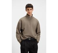 HUGO Zip-neck sweatshirt in cotton terry with logo print - Style Durty244, 50525881 Grey XL