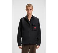 HUGO Zip-up cotton-blend canvas overshirt with logo label - Style Emmond, 50482701 Black M