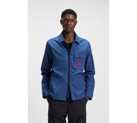 HUGO Zip-up cotton-blend canvas overshirt with logo label - Style Emmond, 50482701 Blue L