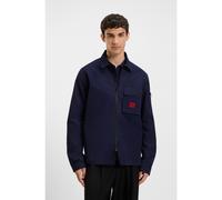 HUGO Zip-up cotton-blend canvas overshirt with logo label - Style Emmond, 50482701 Dark Blue L