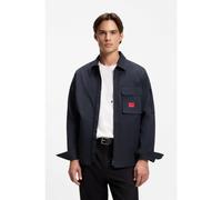 HUGO Zip-up cotton-blend canvas overshirt with logo label - Style Emmond, 50482701 Dark Blue S