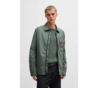 HUGO Zip-up cotton-blend canvas overshirt with logo label - Style Emmond, 50482701 Khaki XS