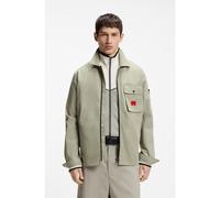 HUGO Zip-up cotton-blend canvas overshirt with logo label - Style Emmond, 50482701 Light Green XL