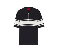HUGO zipper neck knit polo with block stripes - Blue S-M-XL