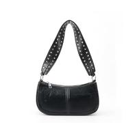HUGROSE Shoulder Bag for Women, Roomy Leather Y2K Purse with Smooth Zipper and Adjustable Strap, Durable Hook Y2K Bag, Black