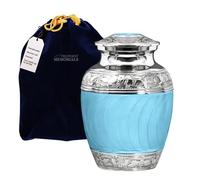 Hugs and Kisses Beautiful Light Blue Child's Cremation Urn for Human Ashes - for a Lost Son or Baby Boy - Find Comfort This Small Beautiful High Quality Urn - w Velvet Bag