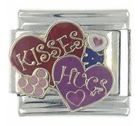 Hugs and Kisses Heart by JSC Italian Charm Fits all 9mm Italian Style Charm Bracelets