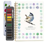 Hugs Garden Watercolor Workbook, Hugsgarden Water Color Books, Beginner-Friendly Watercolor Workbook, Dispersed WatercolorWorkbook, Easy Nature Scenes Paint Set (Birds)