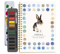 Hugs Garden Watercolor Workbook, Hugsgarden Water Color Books, Beginner-Friendly Watercolor Workbook, Dispersed WatercolorWorkbook, Easy Nature Scenes Paint Set (Animals)