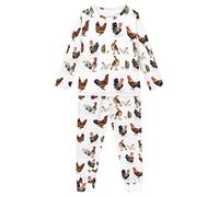 HUGS IDEA 2 Piece Pajama Set Animal Cute Rooster Chicken Print Crewneck Pullover Tops and Lounge Trousers Boys Girls Sleepwear Suit