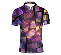 HUGS IDEA Abstract Patten Men's Pique Golf Sport Shirts Classic Athletic Sportshirt Summer Short Sleeves T-Shirt Tee