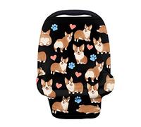 HUGS IDEA Adorable Cartoon Corgi Pet Dog Lover Nursing Cover Breastfeeding Scarf Soft Breathable Stretchy 360 Coverage, Ultra-Soft & Breathable Fabric