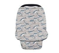 HUGS IDEA Adorable Cartoon Narwhal Animal Infant Multi Use Cover Ups for Baby, Multifunctional Uses, Extremely Stretchy, Premium 360° Baby Nursing Cover Poncho Style