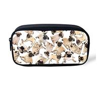HUGS IDEA Adorable Pug Pencil Case Students Pen Pouch Stationery Holder School Supplies Makeup Cosmetic Bags