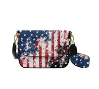 HUGS IDEA American Flag Crossbody Bag for Women Stars and Stripes Shoulder Handbag with Guitar Strap Vintage Cross Body Purse for Lady Stylish Patriotic Travel Wallet