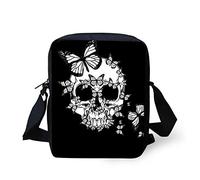 HUGS IDEA Animals Face Small Crossbody Bags Shoulder Handbag, Black Skull Butterfly, S