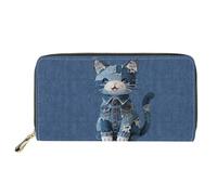 HUGS IDEA Art Cat Womens Wallet Vintage Long Slim Card Holder for Lady Fashion Coin Purse Zip Clutch Wallets for Ladies Portable Slim Clutch Purse for Outdoor