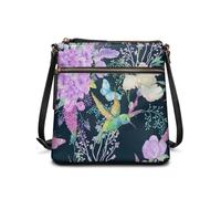 HUGS IDEA Art Hummingbird Crossbody Purse for Women Floral Crossbody Handbags for Lady Leather Tote Hobo Bags for Women Work Large Size Messenger Bag Fashion Shoulder Purse