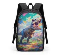 HUGS IDEA Artistic T-Rex Boys Rucksack Creative Dino Bag age 6-12 Casual Daypack Multi Pocket Easy to Clean Daily Use School Travel Leisure Time