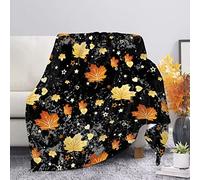 HUGS IDEA Autumn Maple Leaf Throw Blanket for Living Room Sofa Couch, Super Soft Fleece Bedding Blanket All Season Pluffy Blanket