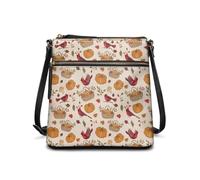 HUGS IDEA Autumn Pumpkin Crossbody Purse for Women Leather Hobo Handbag for Lady Fashion Shoulder Bag for Travel Work Thanksgiving Day Party Gifts