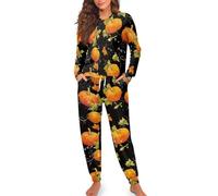 HUGS IDEA Autumn Pumpkins Womens Loungewear Set 2 Piece Long Sleeve Sleepwear Comfy Lounge Sets for Women Fall Pj Sets Fashion Nightwear Ladies Autumn Outfits