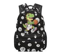 HUGS IDEA Basketball Dinosaurs Backpack for Boys 17 Inch Lightweight School Bag Large Capacity Waterproof Rucksack with Front Pocket Bookbag for Sports/Camping/Travel