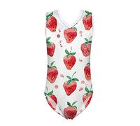 HUGS IDEA Beach Sleeveless Swimsuit Female Age 11 to 12, Child Strawberry Girls One Piece Swim Swimwears