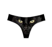 HUGS IDEA Black Cat Pattern Thongs Sexy Bikini Soft Triangle Briefs for Adult M