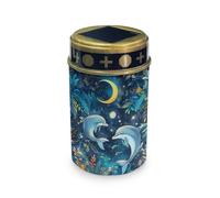 HUGS IDEA Blue Dolphin Solar Grave Lights Moon Solar Cemetery Lights for Grave Waterproof Cemetery Pathway Lighting Outdoor Memorial Decor for All Saints Day