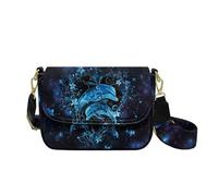 HUGS IDEA Blue Dolphin Women's Hobo Handbag Floral Leather Crossbody Purse with Wide Strap Vintage Shoulder Bag for Lady Daily Use Lightweight Travel Purse