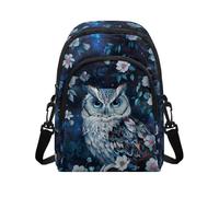 HUGS IDEA Blue Owl Satchel Bag for Women Floral Crossbody Purse with Zipper Pocket Large Capacity Crossbody Cell Phone Bags Fashion Tote Handbag Lightweight Purses and Handbags
