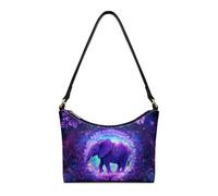 HUGS IDEA Bohemian Elephant Shoulder Bags for Women PU Tote Handbag with Zipper Closure Mini Clutch Shoulder Purse for Women Lightweight Underarm Wallet for Lady Hobo Bag for Work