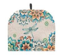 HUGS IDEA Boho Floral Dragonfly Print Teapot Cozy Decorative Kettle Dust Cover Insulating Breakfast Pot Coffee Pot Teapot Cosy Dust Cover