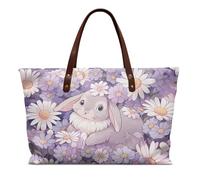 HUGS IDEA Bunny Large Tote Bag for Women Oversized Shoulder Purses with Top Handle Handbags Woman's Purse For Everyday, Travel, Beach Bag Easter Day