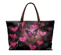 HUGS IDEA Butterfly Large Tote Bag for Women Oversized Shoulder Purses with Top Handle Handbags Woman's Purse For Everyday, Travel, Beach Bag Valentine's Day