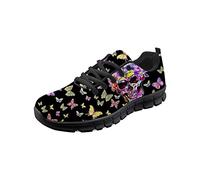 HUGS IDEA Butterfly Skull Print Running Sneakers Fashion Outdoor Sport Trainers Lightweight Walking Shoes