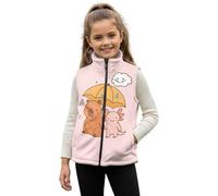 HUGS IDEA Capybara Sleeveless Vest for Girls 4T Axolotl Full Zipper Fuzzy Jacket for Kids Cute Stand Up Collar Jacket Coats Lightweight Fleece Waistcoats with Pockets